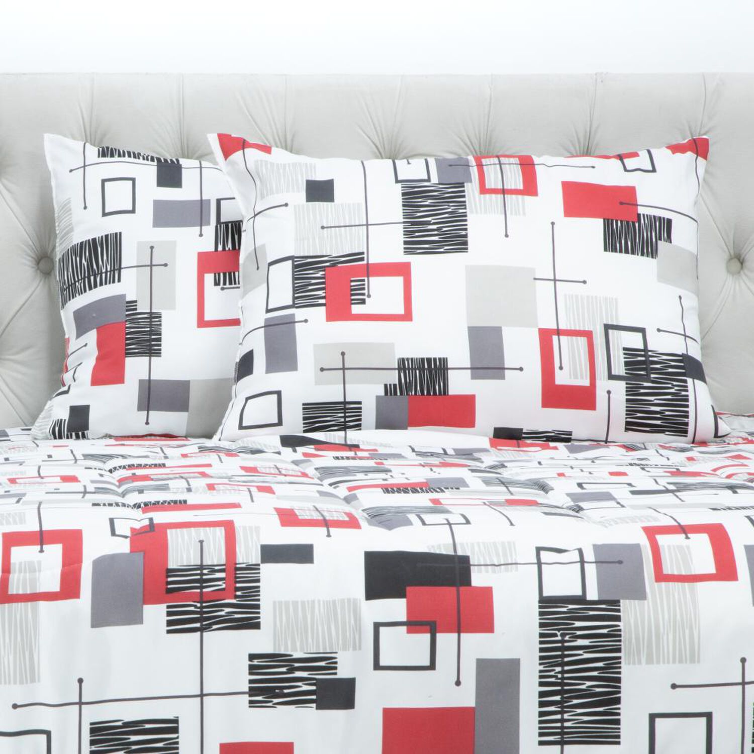 Set Plum&oacute;n + 2 Almohadas Casaideal Geometrico / 2 Plazas image number 2.0