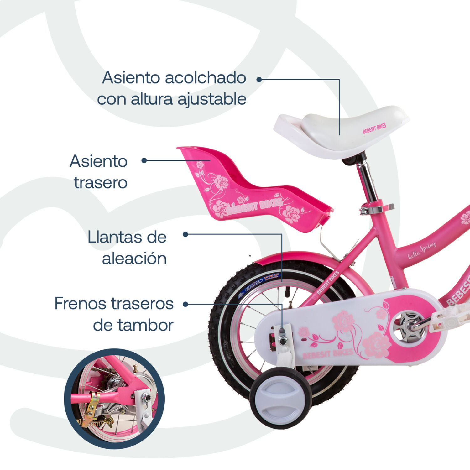 Bicicleta Infantil Queen Aro 12 Rosada Bebesit image number 4.0