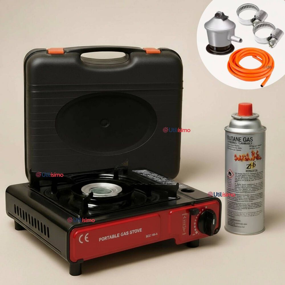 Cocina Port&aacute;til Cocinilla Camping + Kit De Instalaci&oacute;n Y Lata De Gas image number 0.0