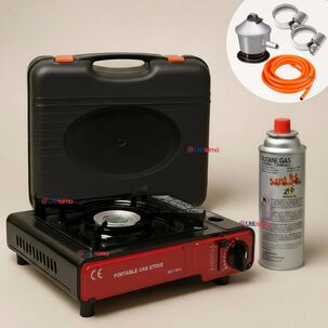 Cocina Port&aacute;til Cocinilla Camping + Kit De Instalaci&oacute;n Y Lata De Gas