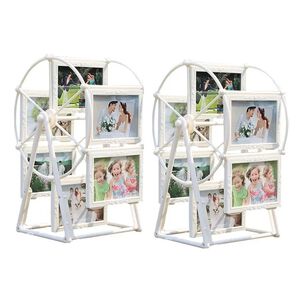 Pack 2 Ruedas Porta Retrato Giratorio 12 Fotos Escritorio Blanco
