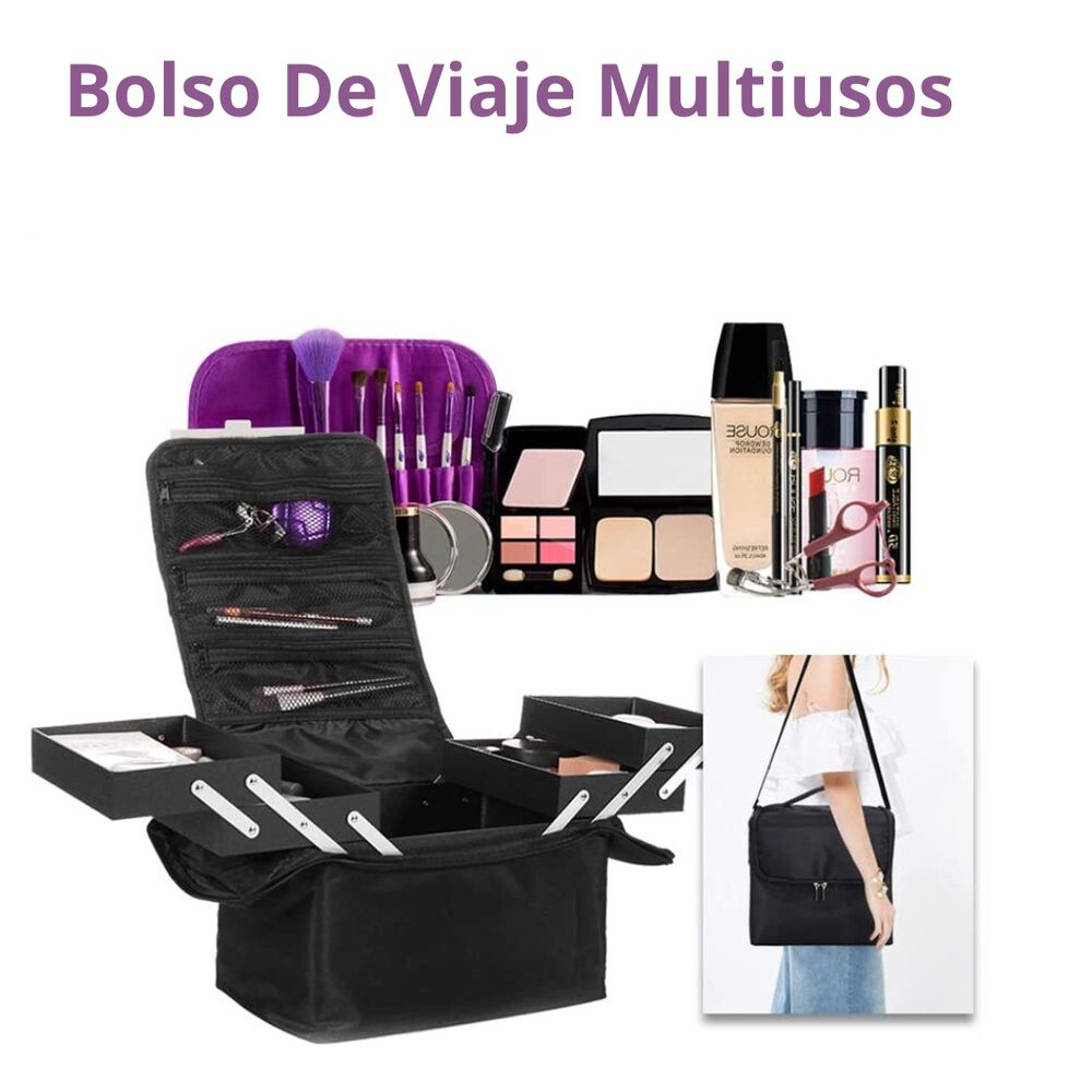 Bolso De Viaje Organizador De Cosméticos Maquillaje Negro image number 5.0