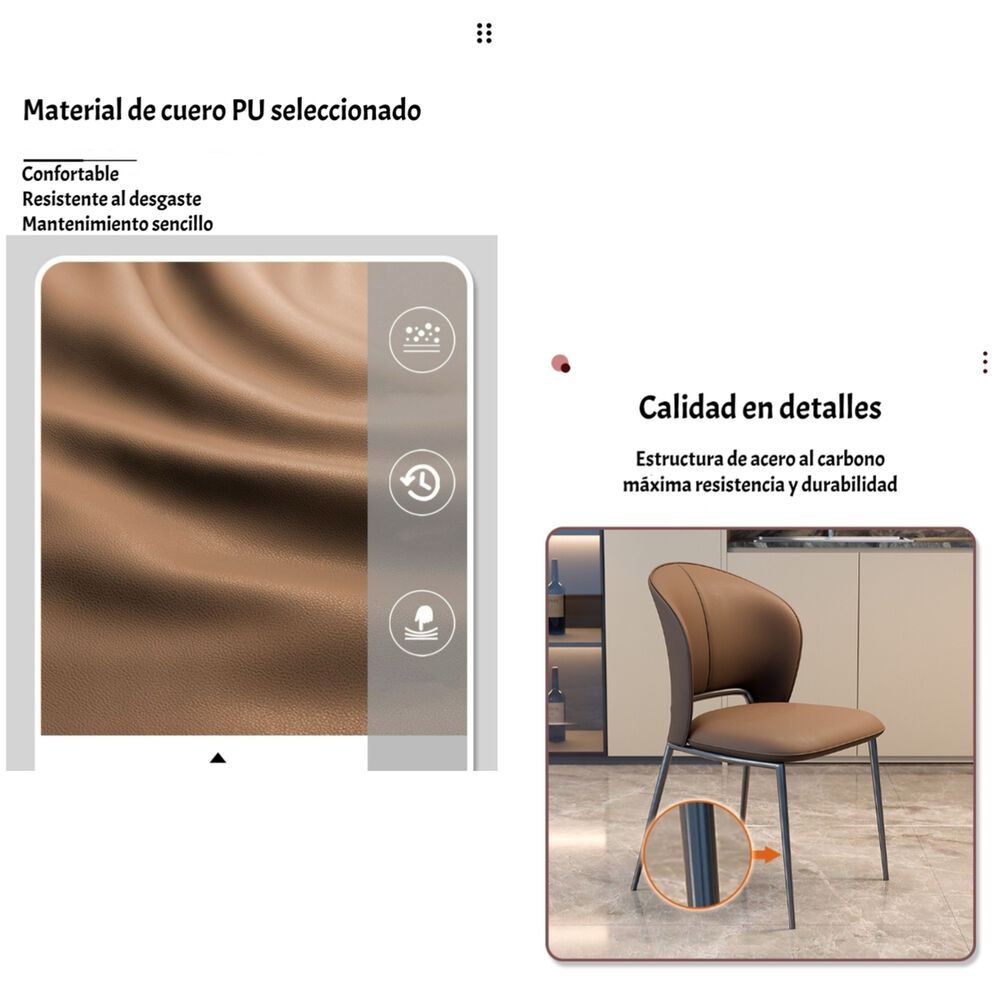 Pack 4 Sillas De Comedor Premium Ecocuero Deli Naranjas image number 5.0