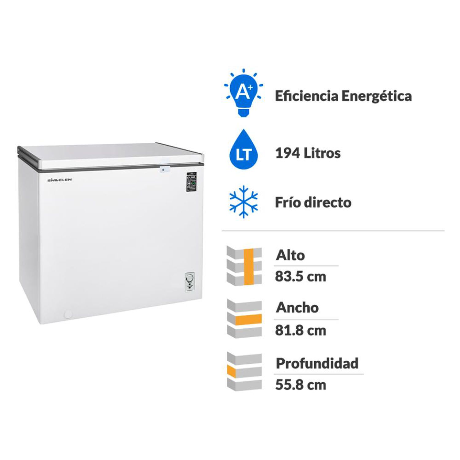 Freezer Horizontal Sindelen SFH-202BL / Fr&iacute;o Directo / 194 Litros / A+ image number 1.0