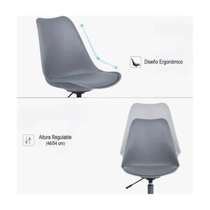 Silla De Escritorio Tulip Acolchada Gris