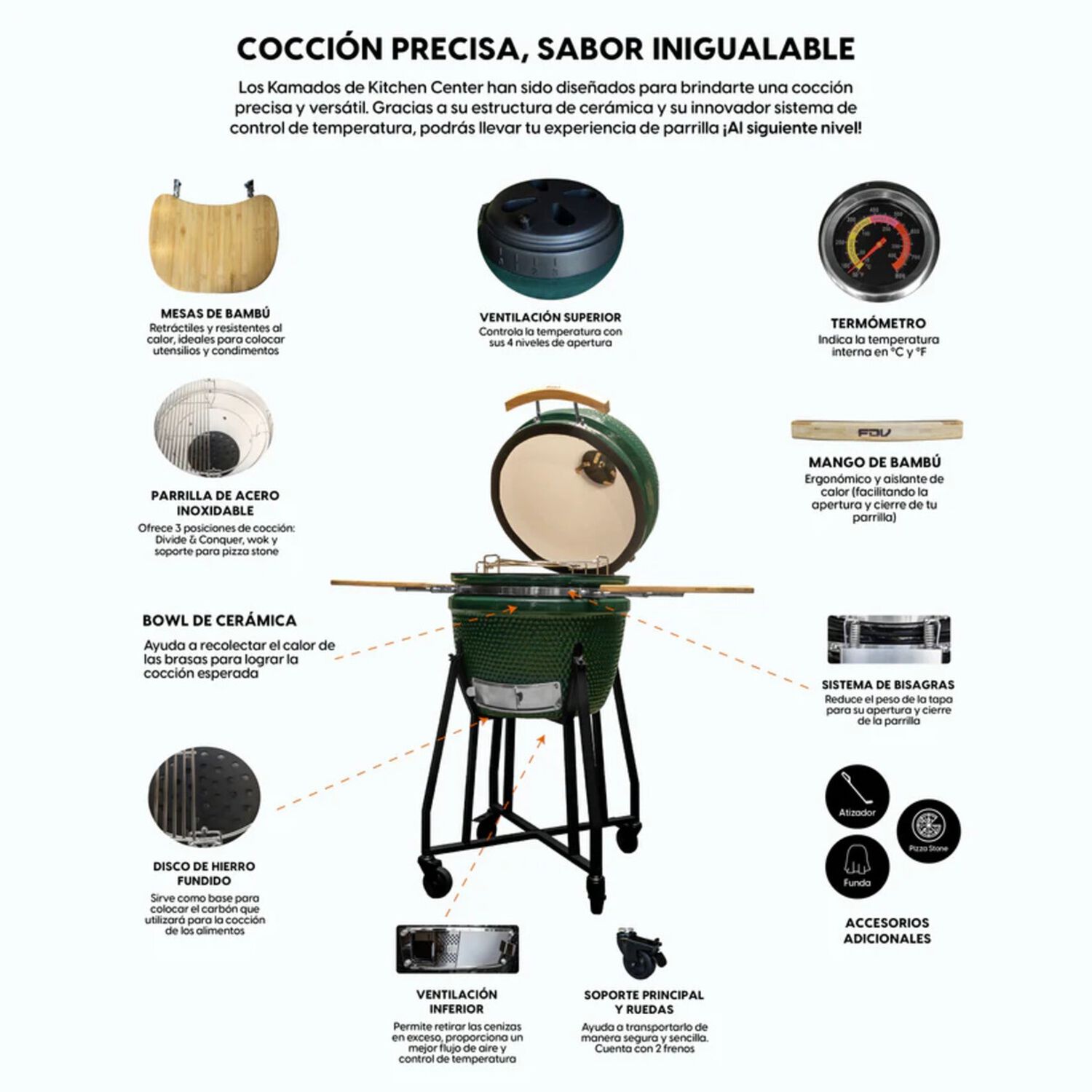 Parrilla Kamado Fdv Tokio Green 19&rsquo;&rsquo; image number 3.0