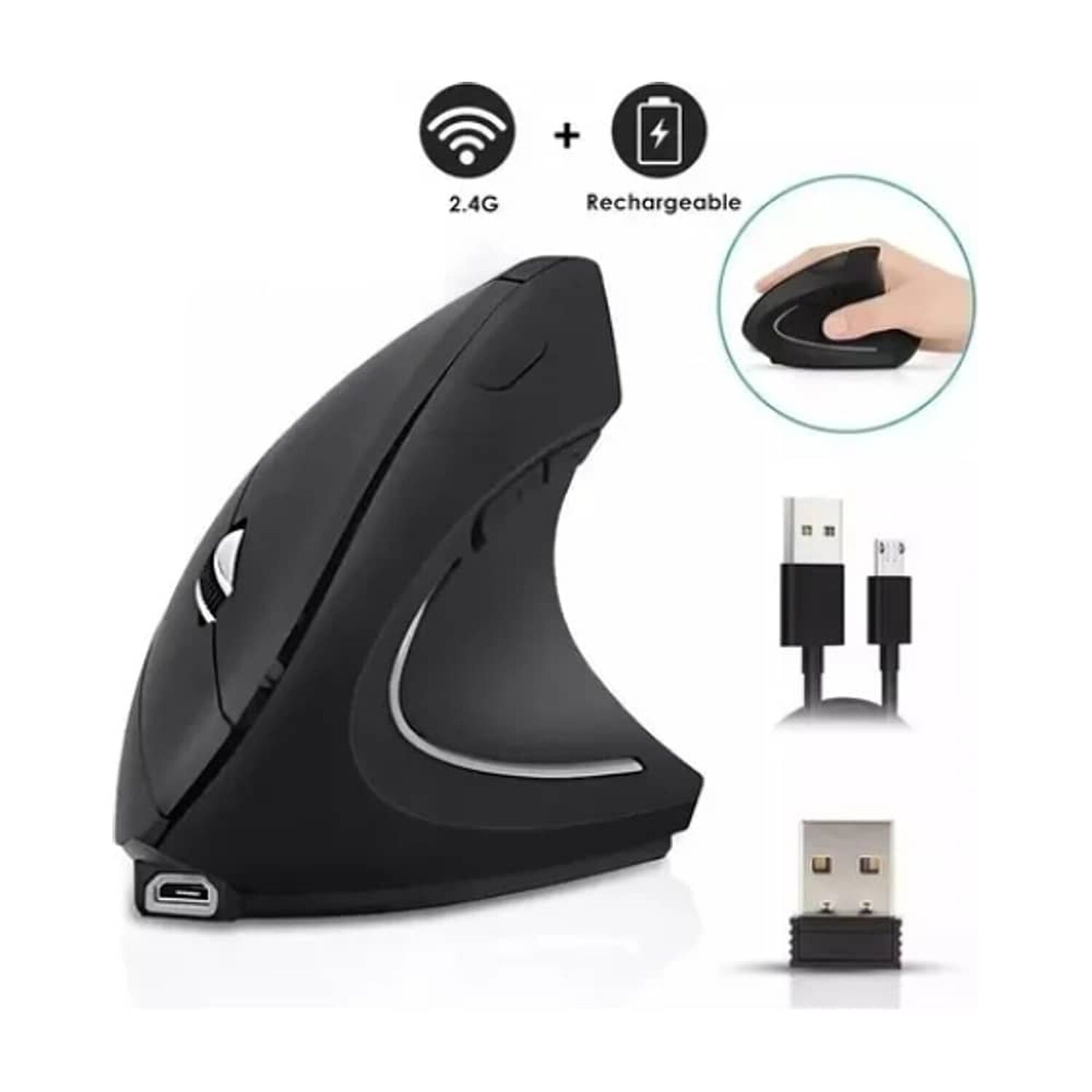 Raton Vertical Mouse Inalambrico Ergonomico Gamer 2.4g Usb image number 1.0