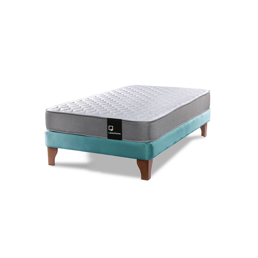 Cama Europea Zen Best 1.5 Plaza Tela Velvet Turquesa image number 1.0