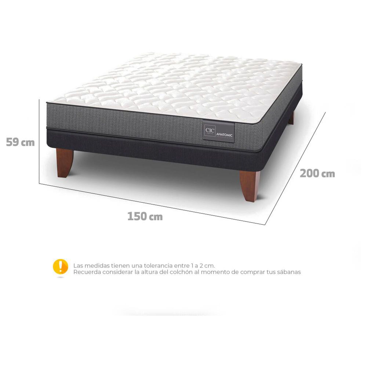 Cama Europea Cic Anatomic / 2 Plazas / Base Normal image number 3.0