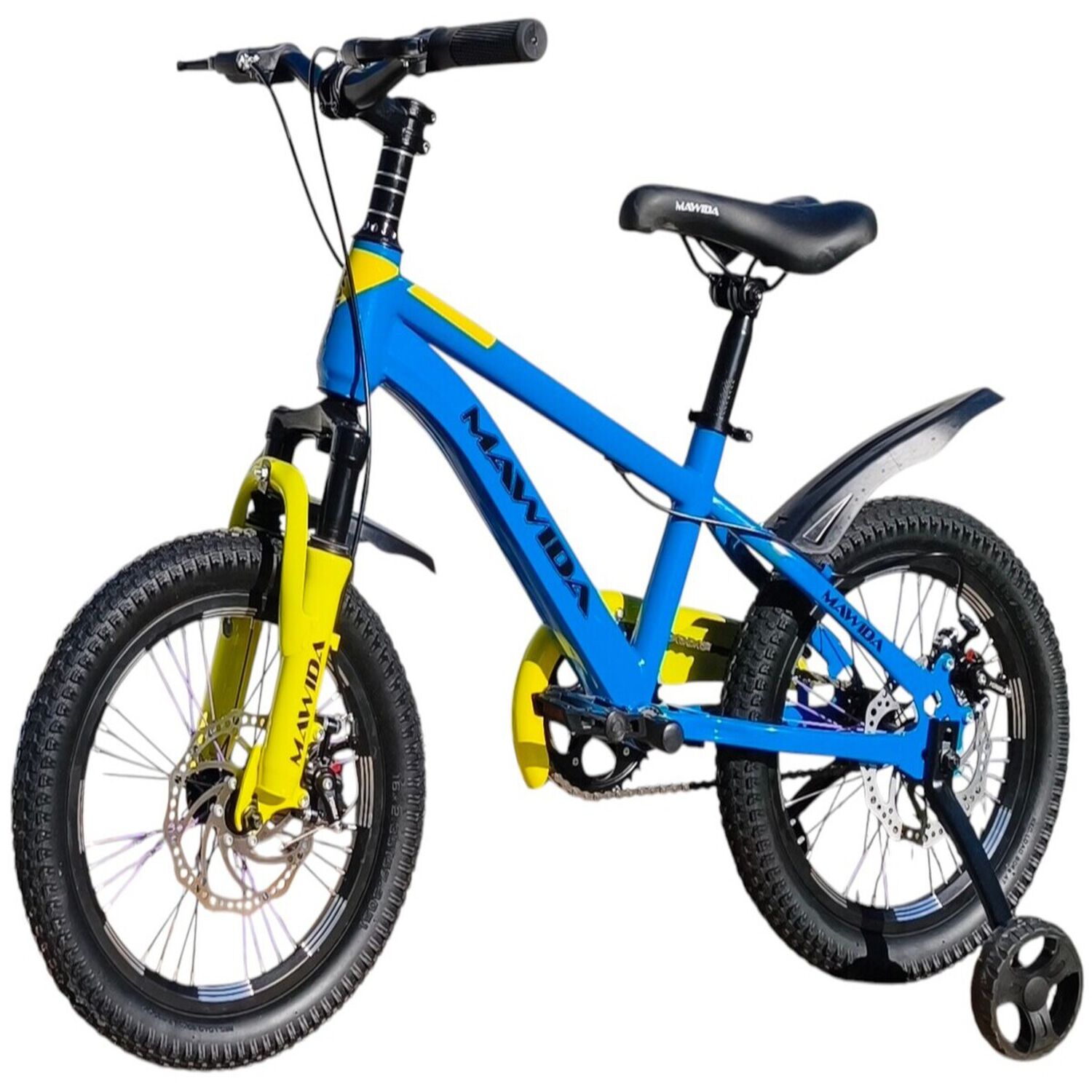 Bicicleta Aro 16 Mawida Con Freno Disco Azul Amarillo image number 2.0