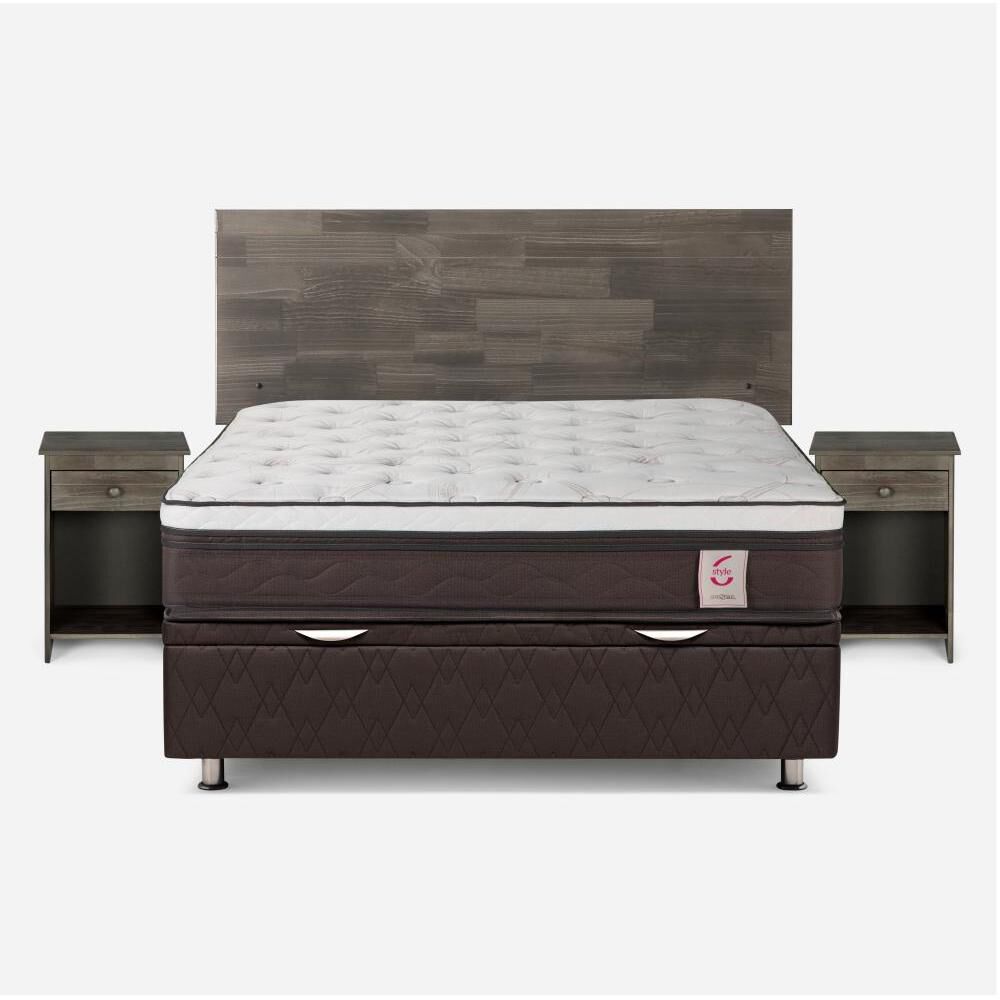 Cama Ba&uacute;l Rosen New Style 6 / 2 Plazas / Base Normal + Set De Maderas image number 0.0