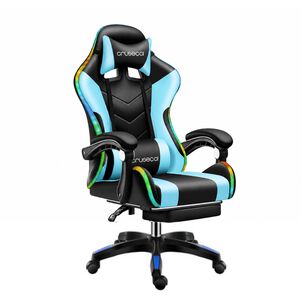 Silla Gamer Con Luz Rgb Reposapi&eacute;s Y Masajeador Reclinable