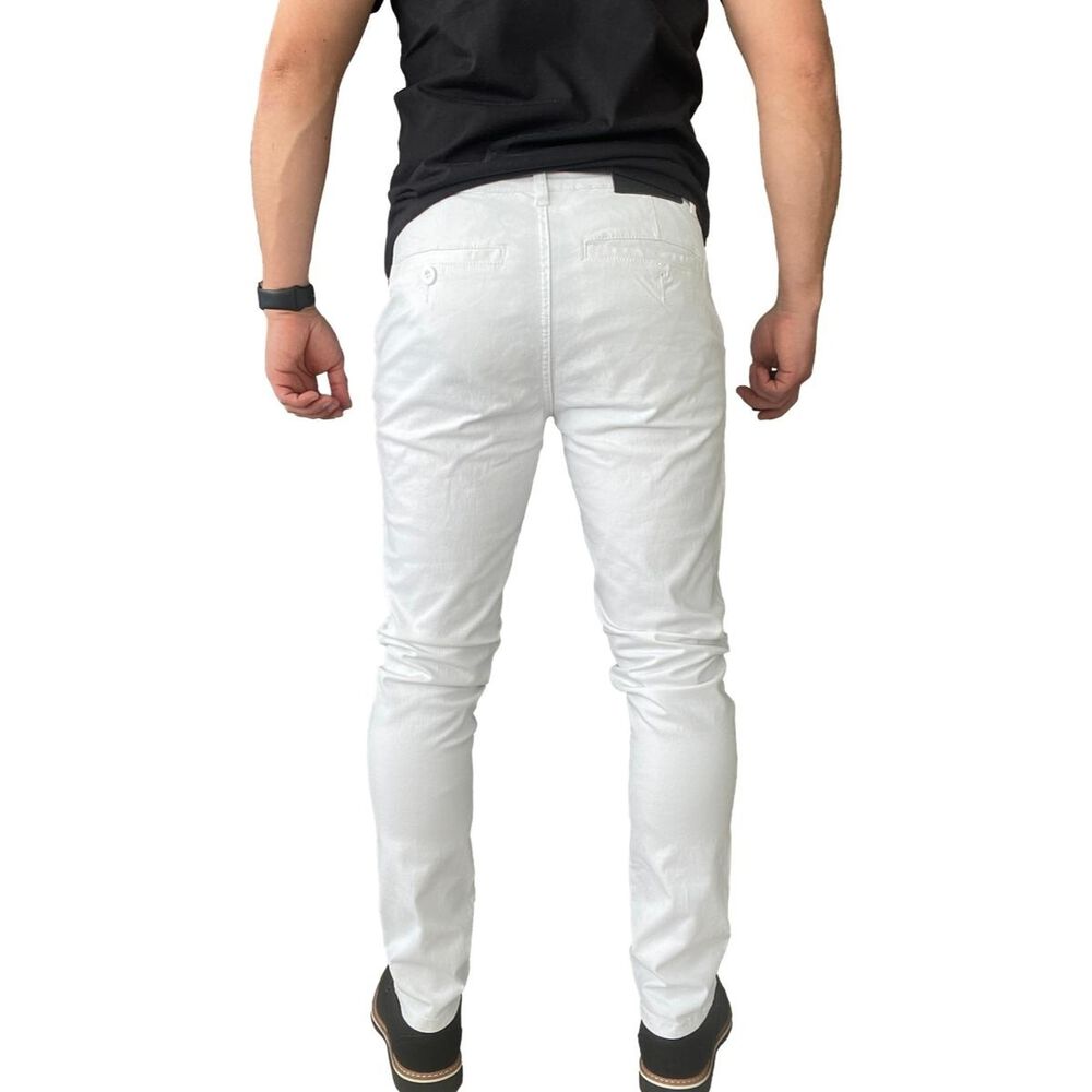 Pantal&oacute;n Elasticados Gabardina Blanco Para Hombres image number 5.0