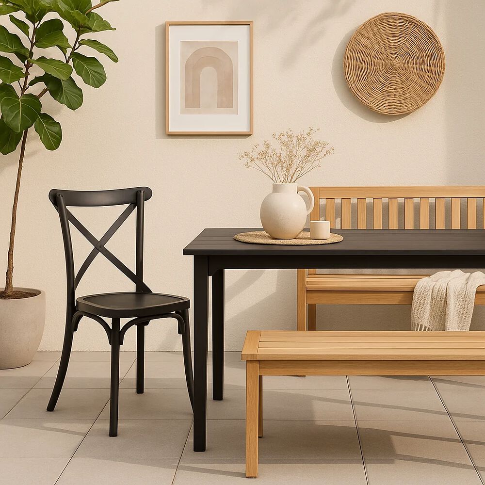 Silla Crossback Danubio De Terraza Exterior O Comedor - Negra image number 2.0