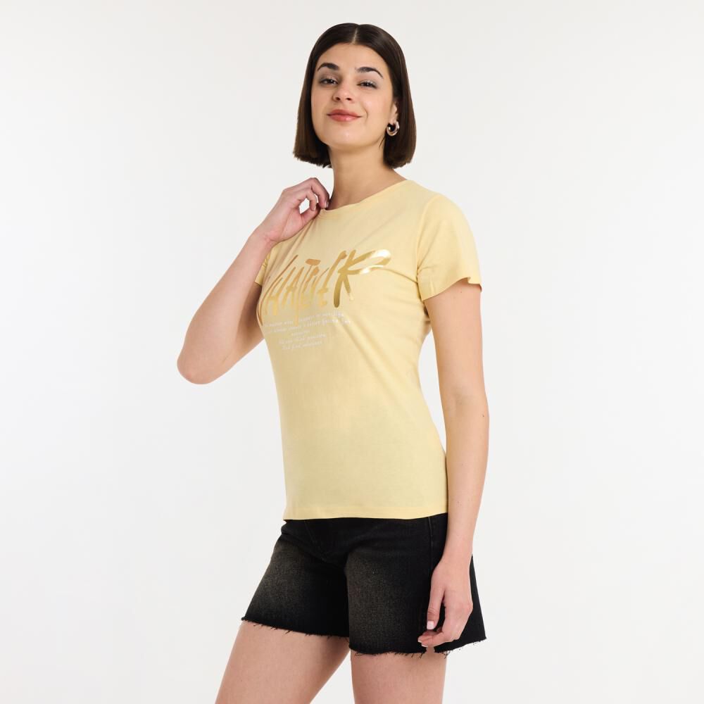 Polera Print Frase Manga Corta Cuello Redondo Mujer Rolly Go image number 2.0