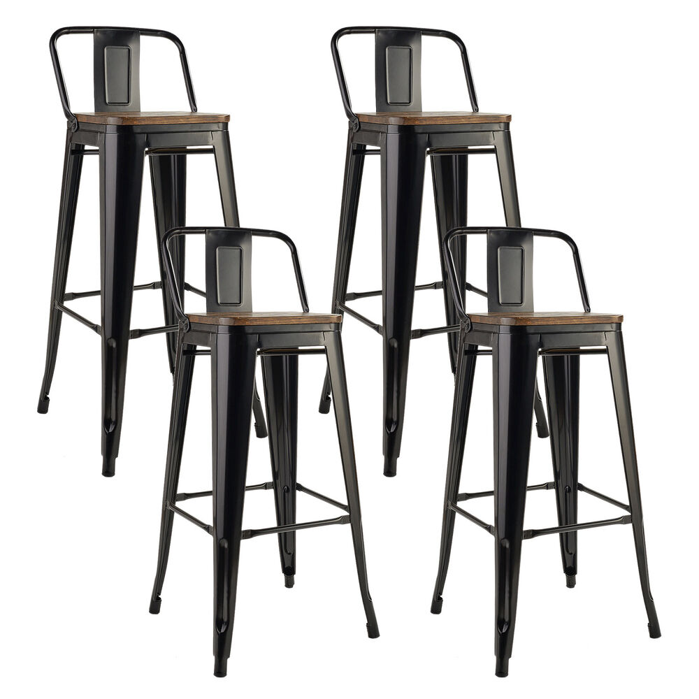 Pack 4 Pisos De Bar Tolix Asiento De Madera Negro Novahus image number 0.0