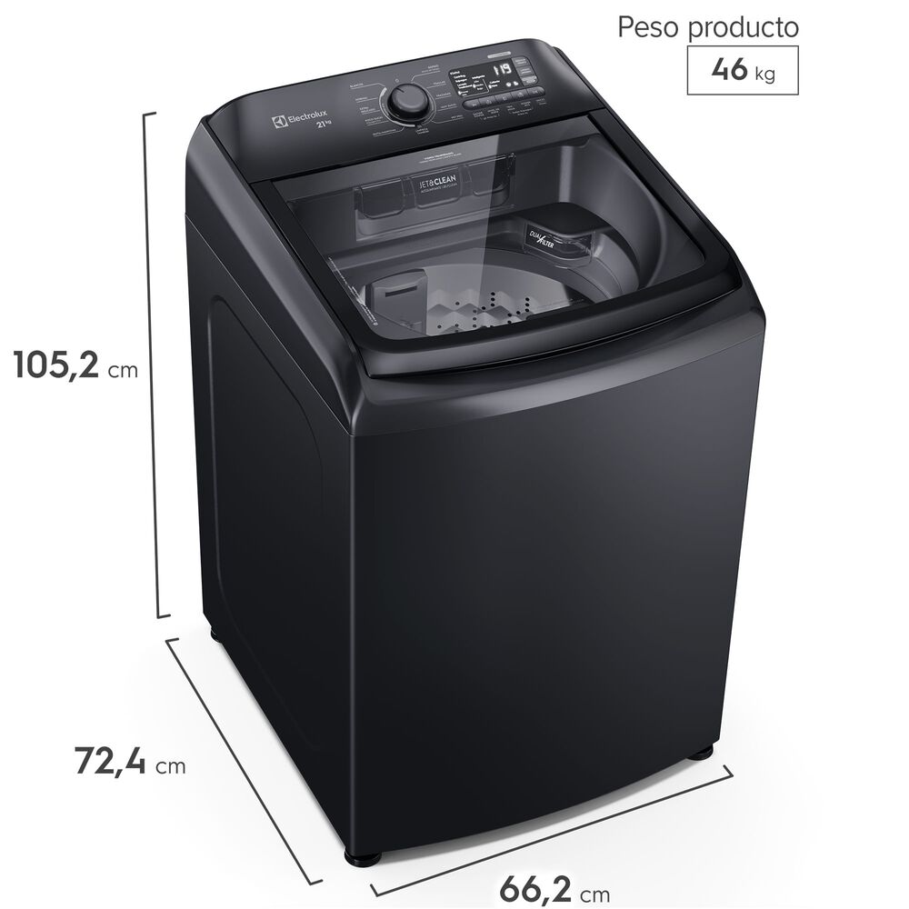 Lavadora Autom&aacute;tica 21kg Carga Superior Expert Leb21 Negra image number 2.0