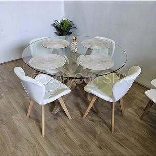 Comedor Mesa Warwick 120 + 4 Sillas Mariposa Wood Blanco