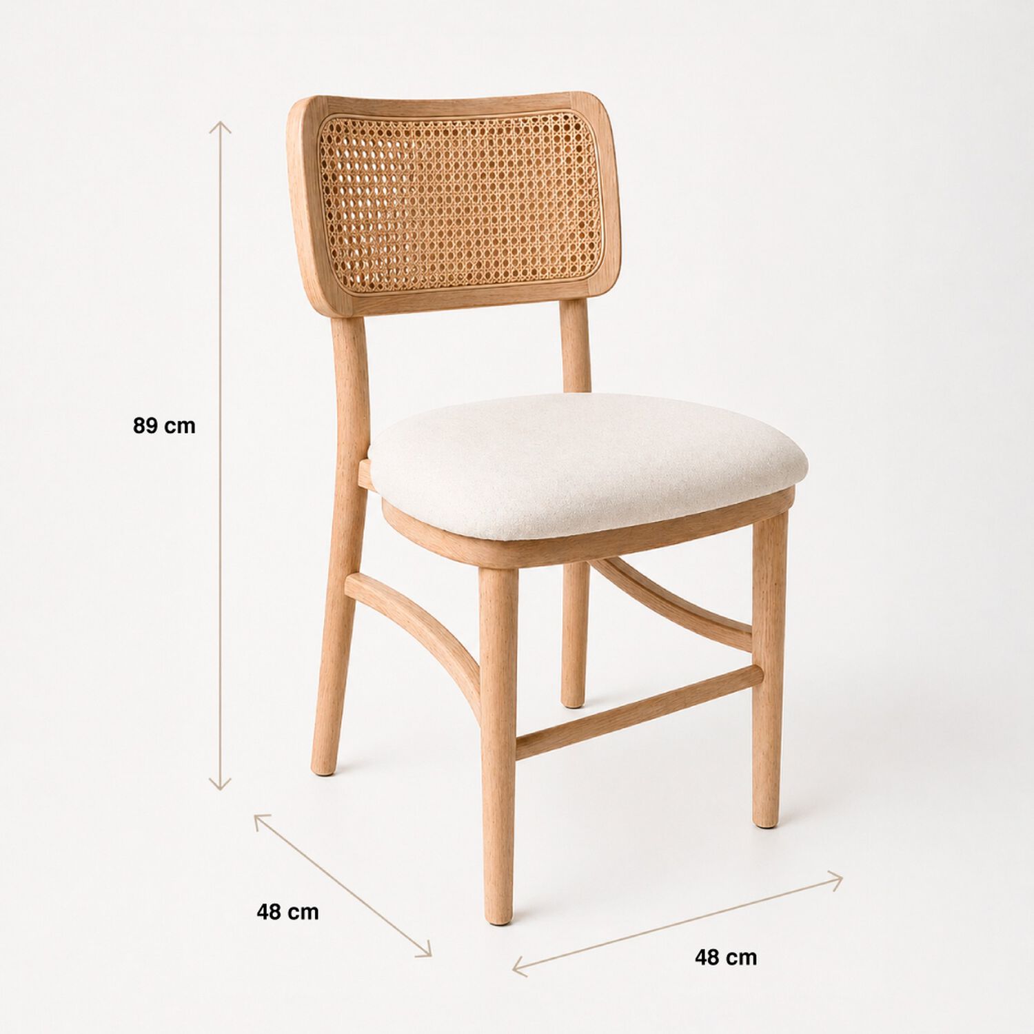 Silla De Estilo Natural Con Respaldo Tejido Y Asiento Acolchado image number 3.0