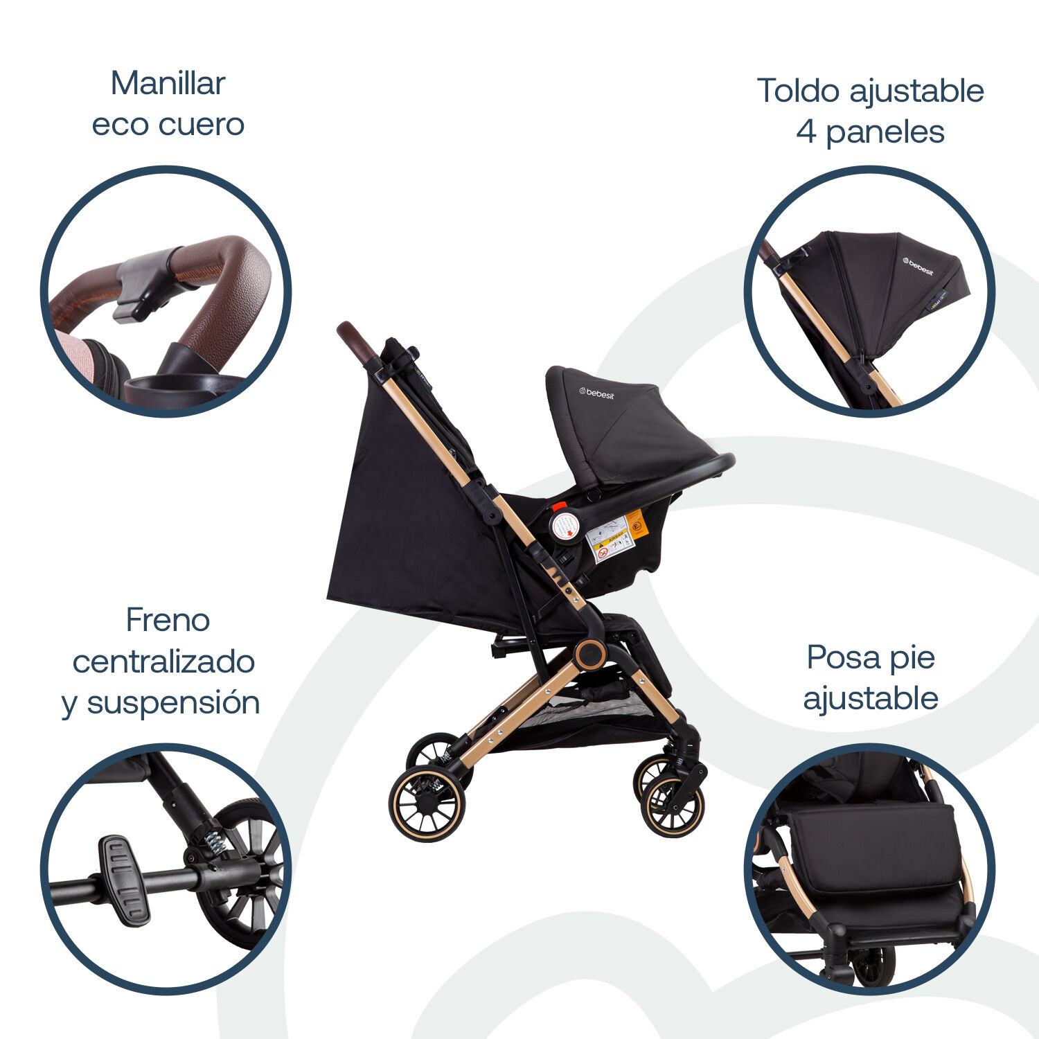 Coche Maleta Compacto Travel System Soho Negro Bebesit image number 6.0