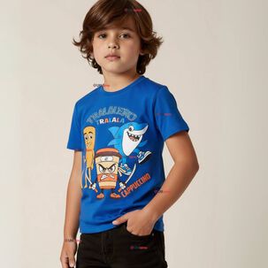 Polera Brainrots 100% Algodón Manga Corta Niño Tralalero Azul