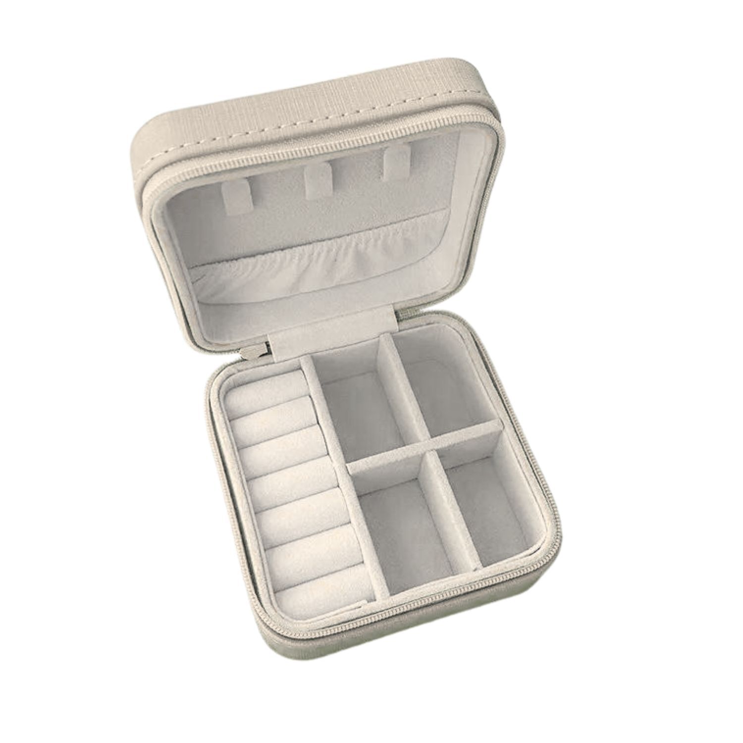 Estuche Organizador Joyas Cuadrado 10cm Joyero Blanco Aros image number 3.0