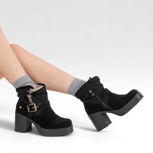 Botin Casual Mujer Taco Grueso Con Felpa Comodo Weide Czy608