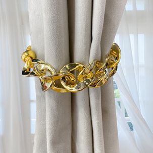 Pack De 02 Sujetadores Cadena Magn&eacute;ticas Para Cortinas Dorado