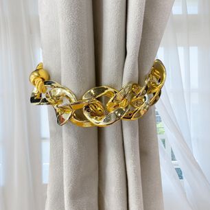 Pack De 02 Sujetadores Cadena Magn&eacute;ticas Para Cortinas Dorado