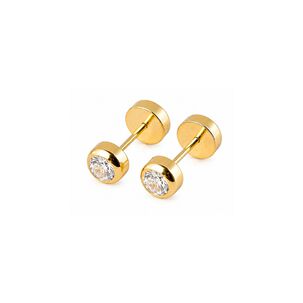Aros Abridores Punto De Luz 4mm Oro 18k Circ&oacute;n Beb&eacute; Ni&ntilde;a