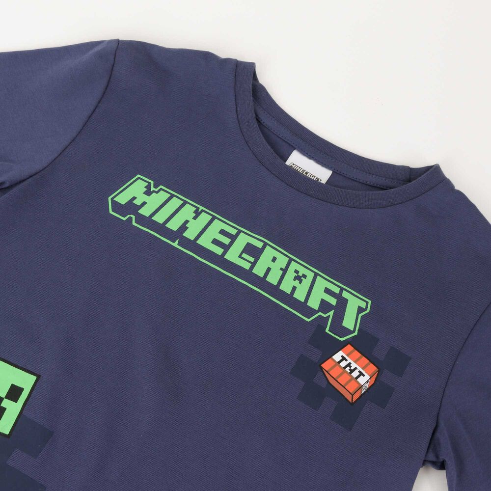 Pijama Manga Larga Ni&ntilde;o Tnt Creeper Azul Minecraft image number 2.0