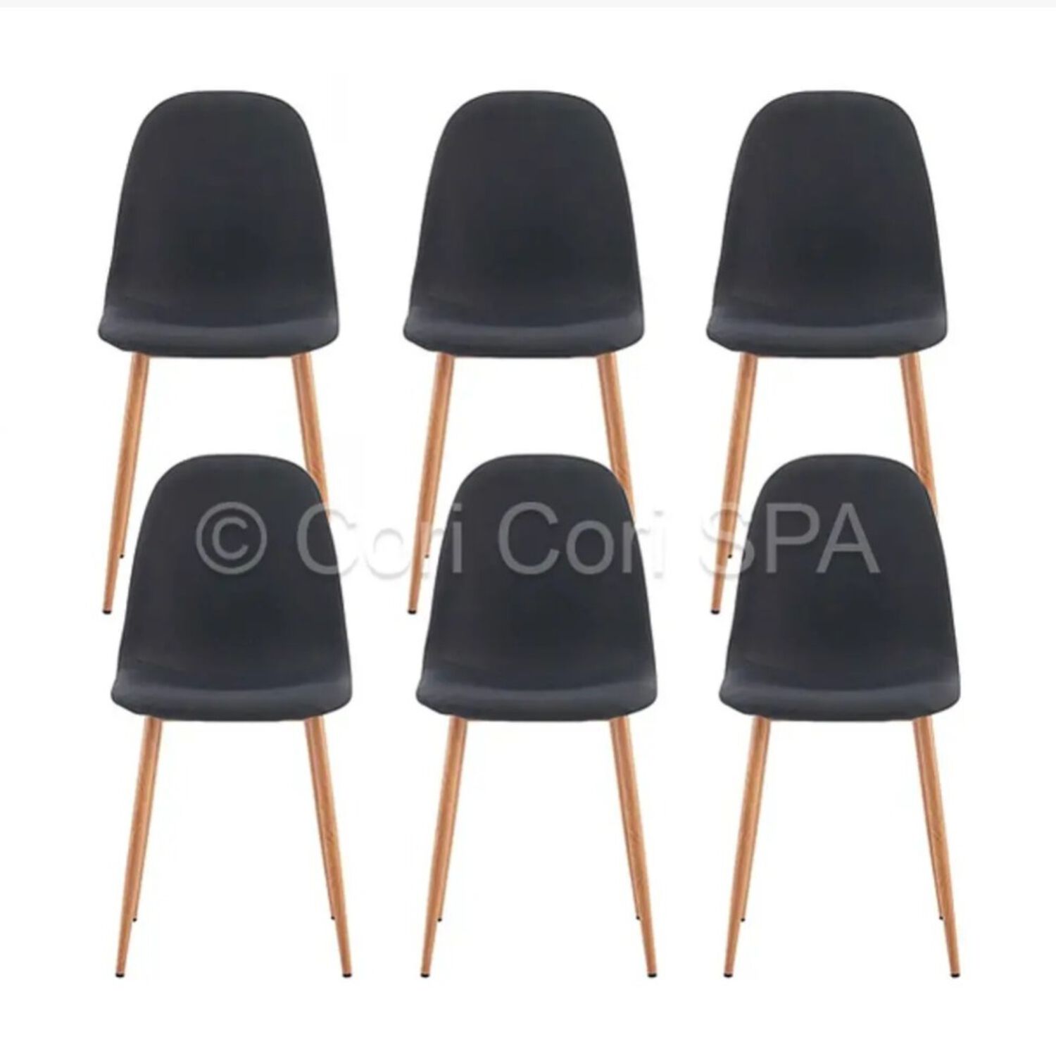 Pack 6 Sillas Scoop Lino Wood Negro image number 0.0
