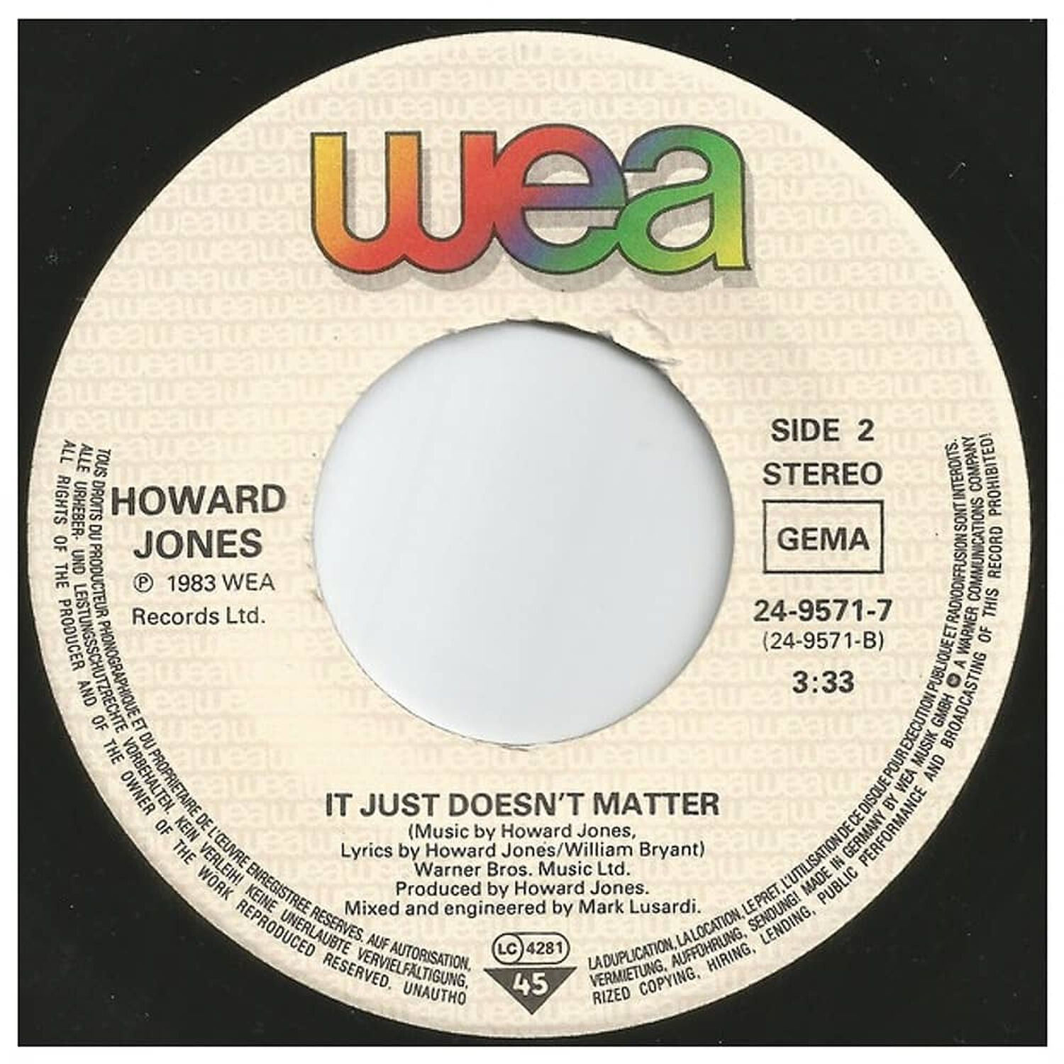 Howard Jones - What Is Love | 7'' Single Vinilo Usado image number 3.0