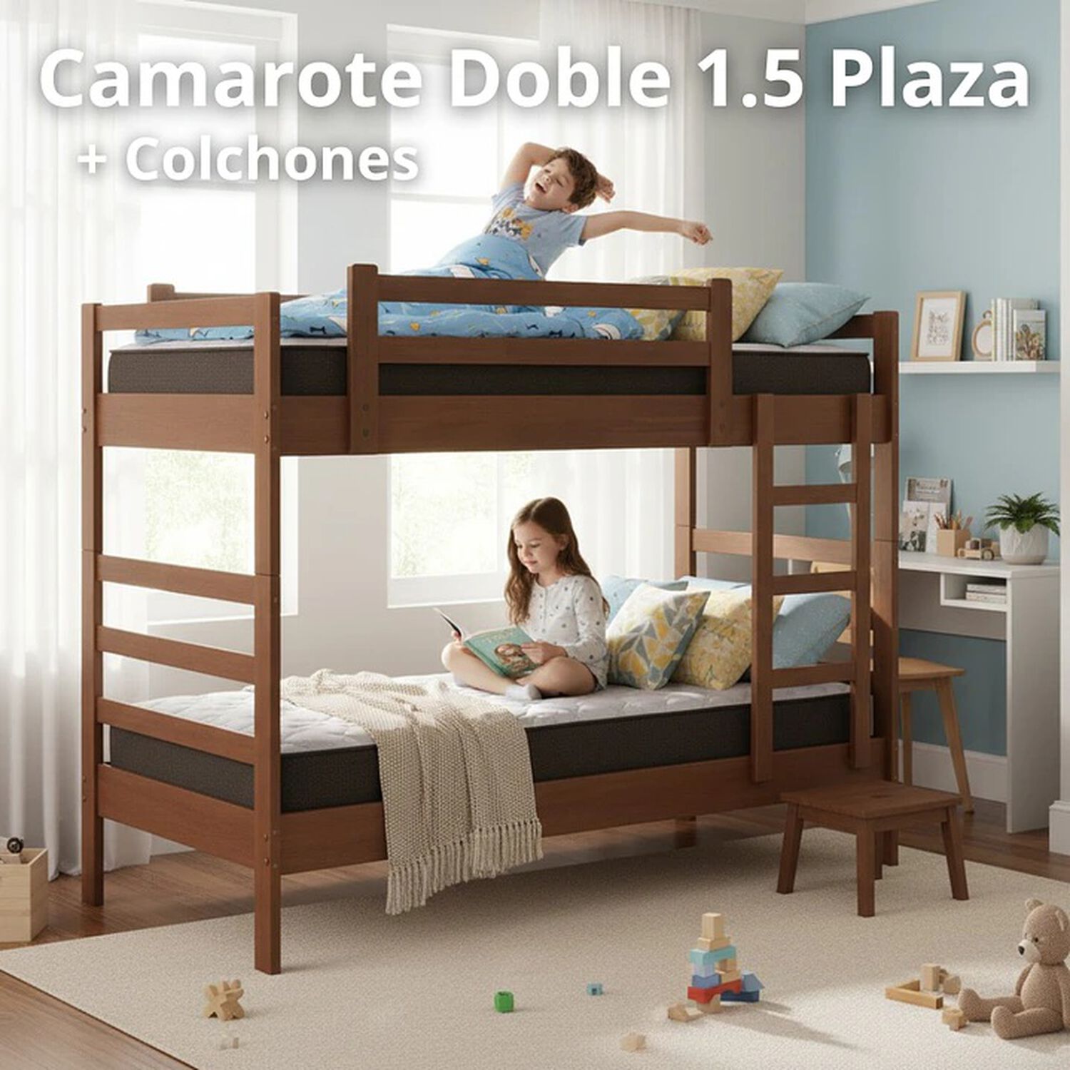 Camarote Desmontable Doble L210 Cm /colchones Ideal 1.5 Plaza image number 0.0