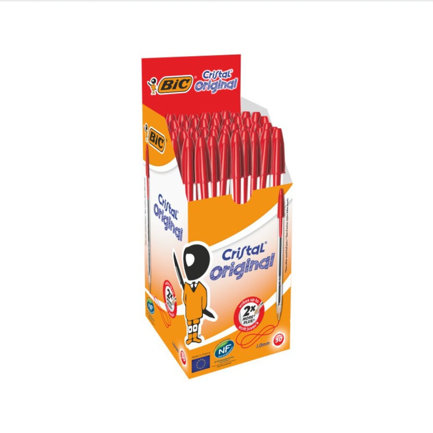 Pack 50 Cristal 1.0mm Punta Media Rojo Bic image number 0.0