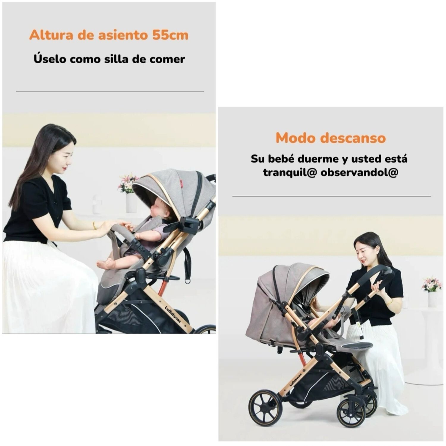 Coche De Paseo Reversible Con Cubre Pies B1 Gris Lubabycas image number 4.0