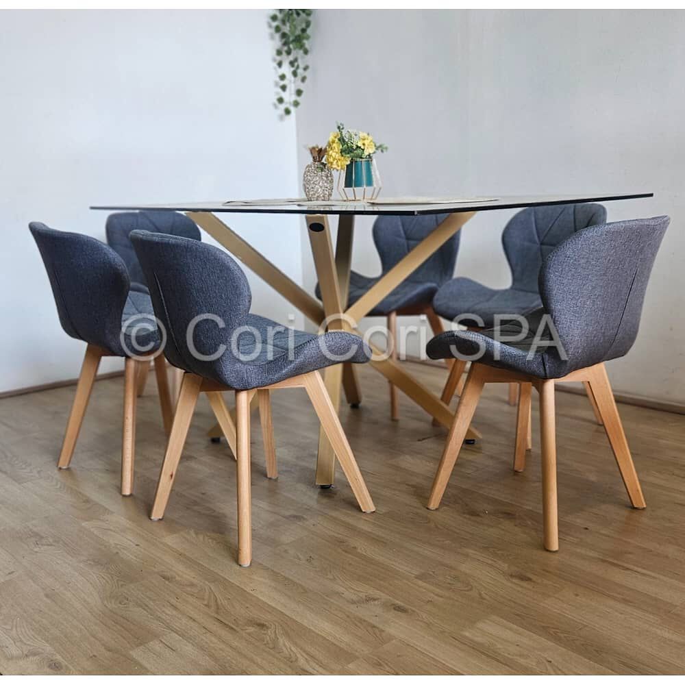 Pack 6 Sillas Mariposa Wood Lino Gris image number 2.0