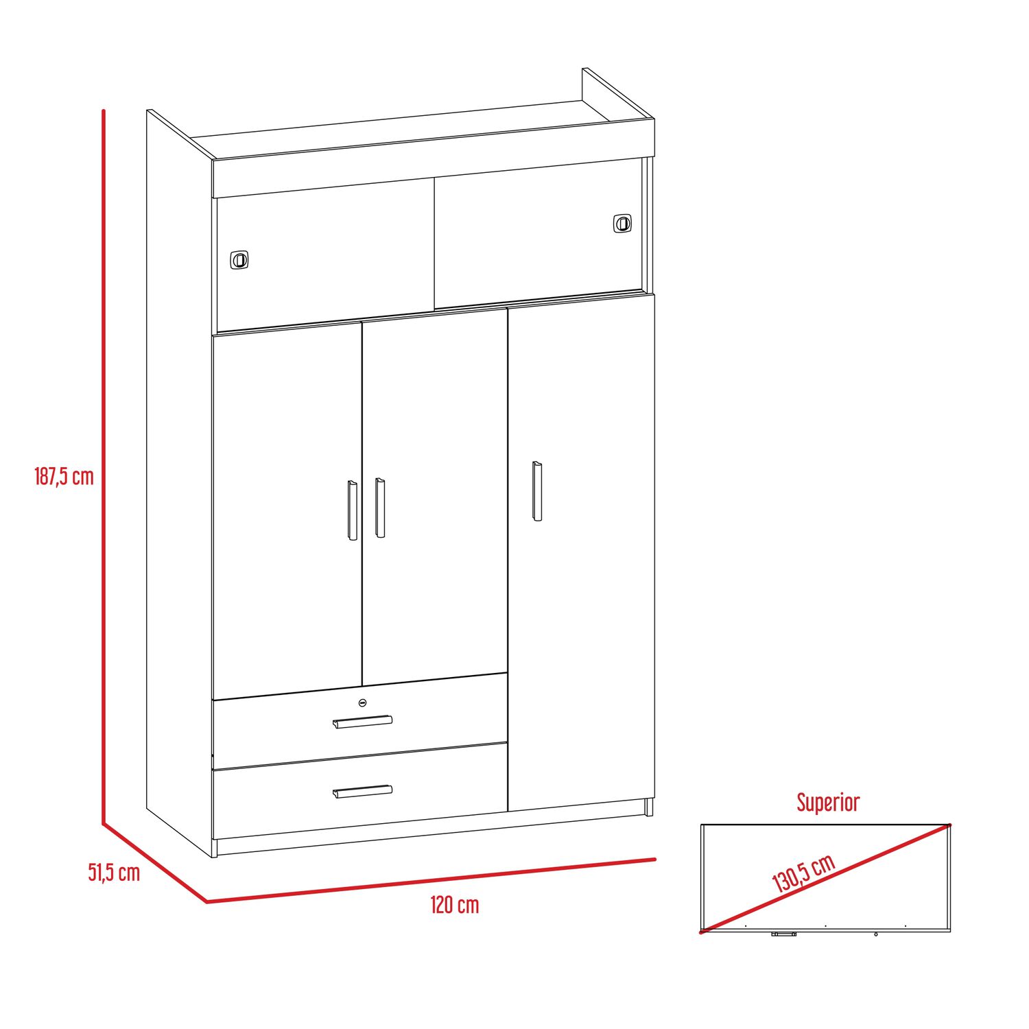 Closet 5 Puertas 2 Cajones Fm-003n - Negro image number 7.0