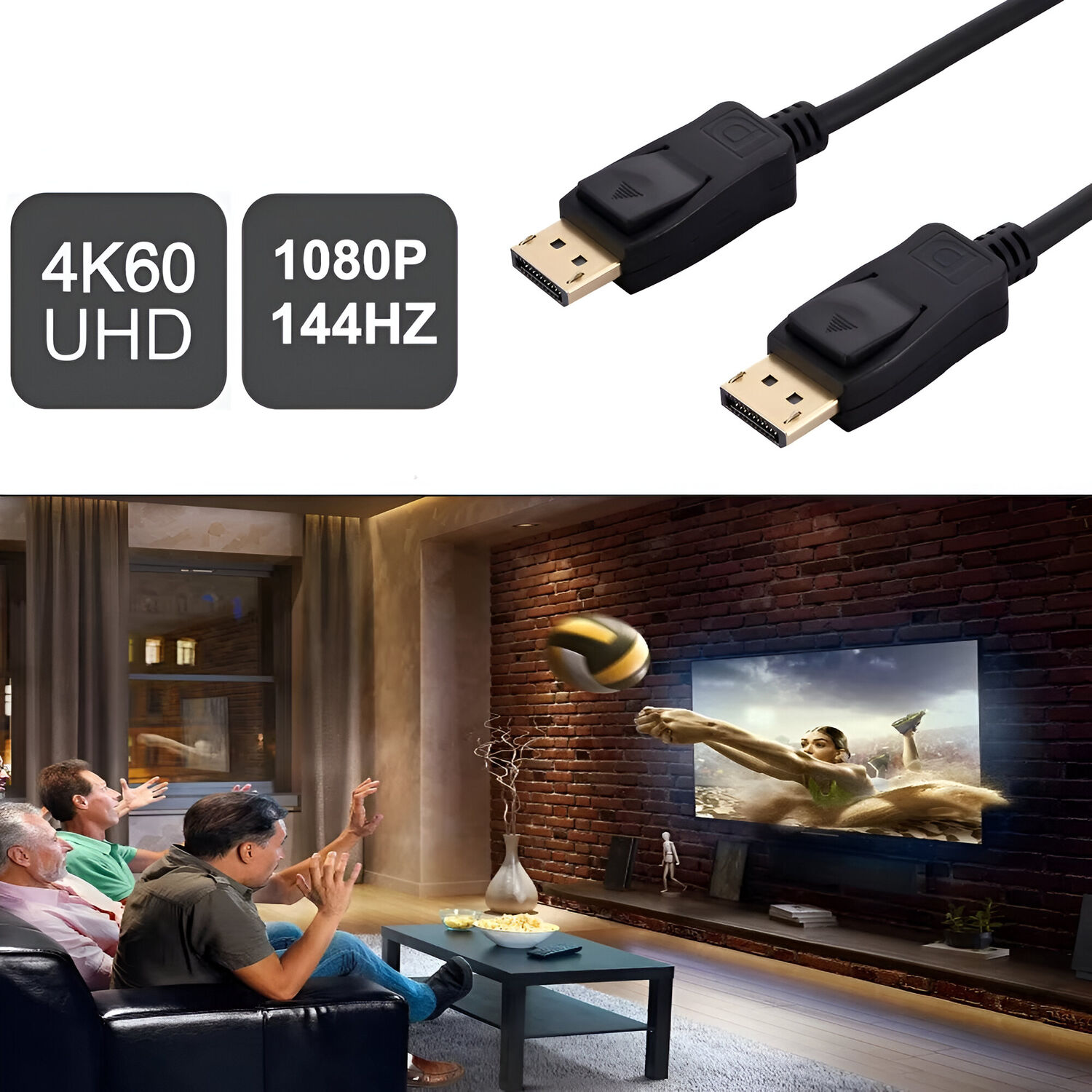 Cable Displayport 4k Uhd + Hdr 3d / 60hz Ulink 1.8 M 0150154 image number 2.0
