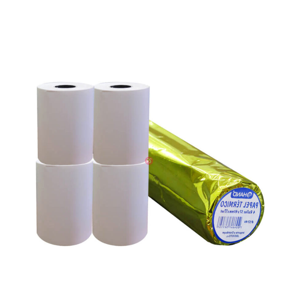 4 Rollos Papel Térmico 57×40mm 17mts Hand - Ps image number 1.0