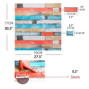 Pack 10 Lamina Papel Mural Autoadhesivo 3d Ladrillo Multicolor