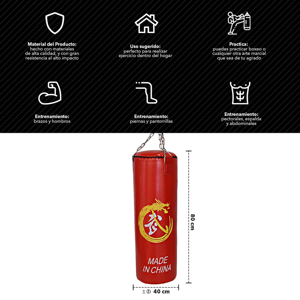 Saco De Boxeo Punching Ball 80 Cm Rojo image number 2.0