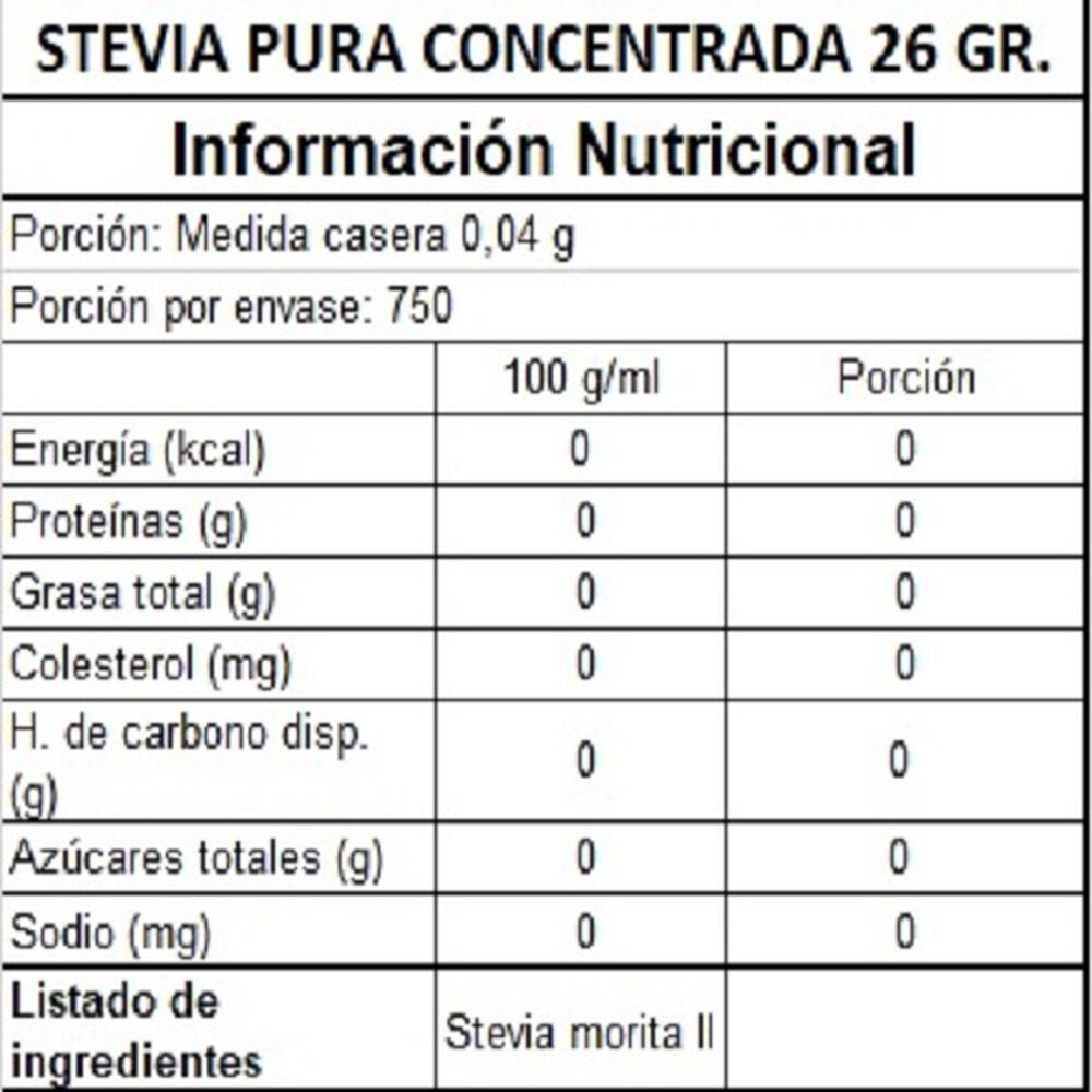 Stevia Pura Concentrada En Polvo - 26 G. image number 2.0