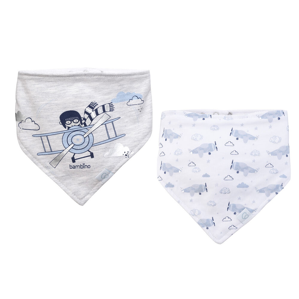 Set 2 Babero Bandana Gris Avion Niño image number 1.0