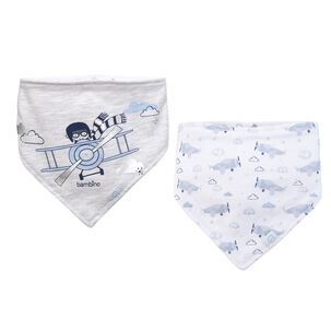 Set 2 Babero Bandana Gris Avion Niño