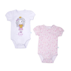 Set 2 Bodys Manga Corta Rosado Princesa Niña 3 - 6 Meses