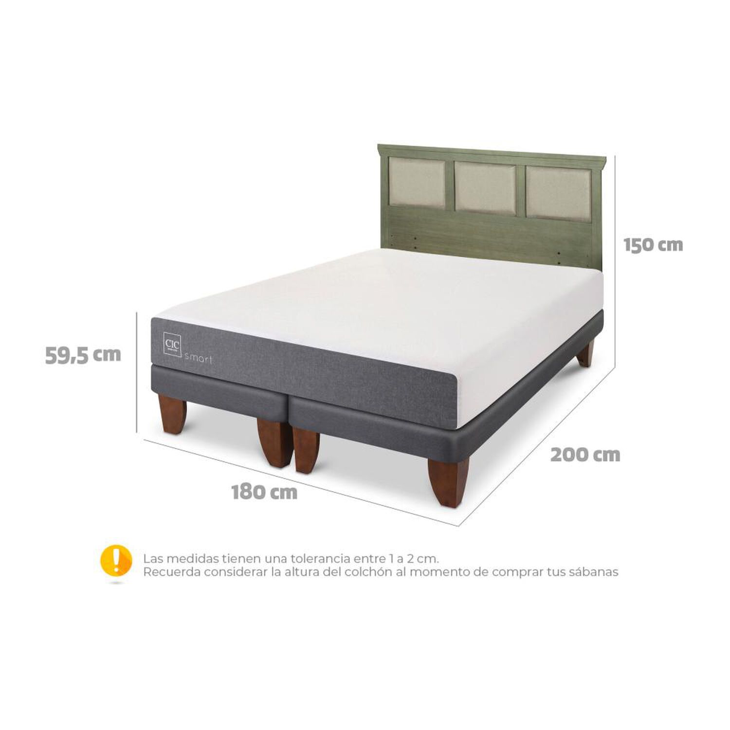 Cama Europea Cic Smart / King / Base Dividida + Respaldo image number 5.0