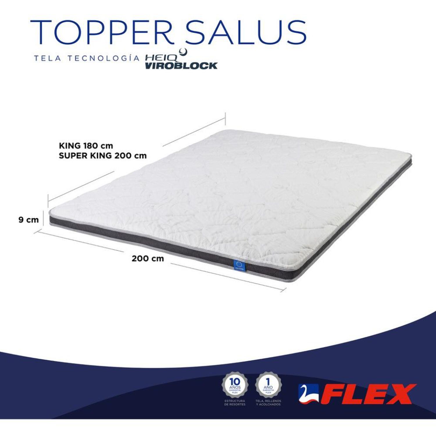 Topper Flex Salus / King / 200x180 Cm + Almohadas image number 7.0