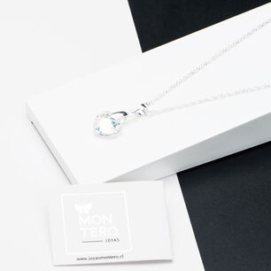 Collar Amor Plata Italiana 925 Y Cristal Genuino Aurora Boreal