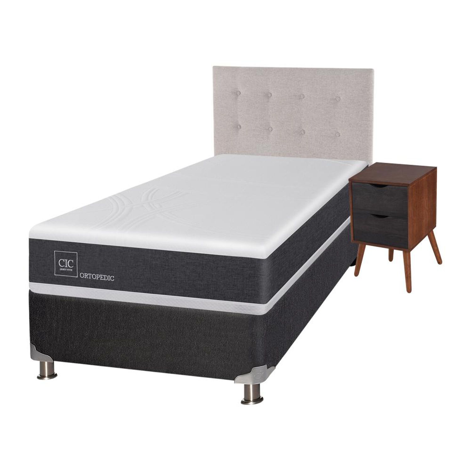 Box Spring Cic Ortopedic / 1.5 Plazas / Base Normal  + Set De Maderas image number 1.0